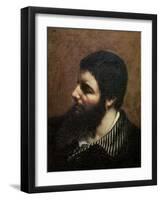 Self Portrait with Striped Collar-Gustave Courbet-Framed Giclee Print