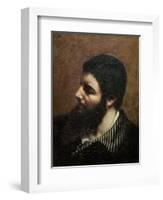 Self Portrait with Striped Collar-Gustave Courbet-Framed Giclee Print