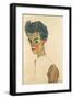 Self-Portrait with Striped Shirt, 1910-Egon Schiele-Framed Premium Giclee Print