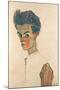 Self-Portrait with Striped Shirt, 1910-Egon Schiele-Mounted Giclee Print