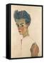 Self-Portrait with Striped Shirt, 1910-Egon Schiele-Framed Stretched Canvas