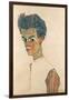 Self-Portrait with Striped Shirt, 1910-Egon Schiele-Framed Giclee Print