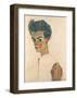 Self-Portrait with Striped Shirt-Egon Schiele-Framed Giclee Print