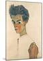 Self-Portrait with Striped Shirt-Egon Schiele-Mounted Giclee Print