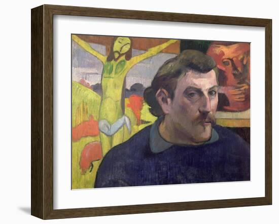 Self Portrait with the Yellow Christ, 1889-Paul Gauguin-Framed Giclee Print