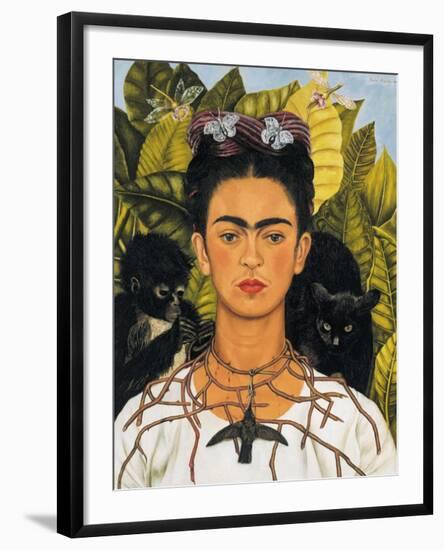 Self-Portrait with Thorn Necklace and Hummingbird, c.1940-Frida Kahlo-Framed Art Print