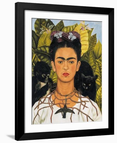 Self-Portrait with Thorn Necklace and Hummingbird, c.1940-Frida Kahlo-Framed Art Print