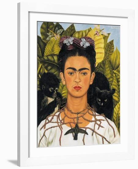 Self-Portrait with Thorn Necklace and Hummingbird, c.1940-Frida Kahlo-Framed Art Print