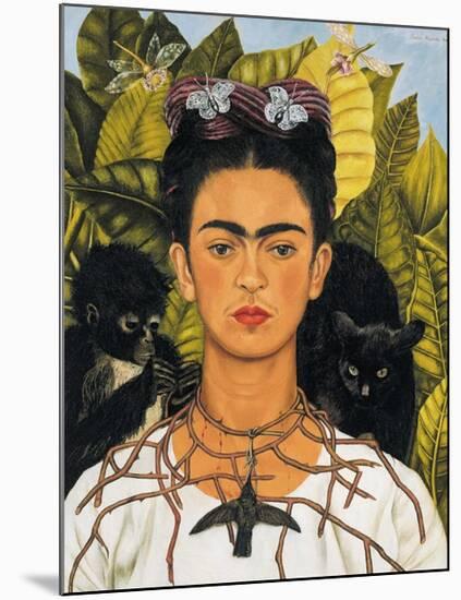 Self-Portrait with Thorn Necklace and Hummingbird, c.1940-Frida Kahlo-Mounted Art Print