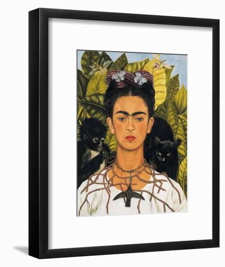 Self-Portrait with Thorn Necklace and Hummingbird, c.1940-Frida Kahlo-Framed Art Print