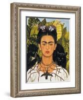 Self-Portrait with Thorn Necklace and Hummingbird, c.1940-Frida Kahlo-Framed Art Print