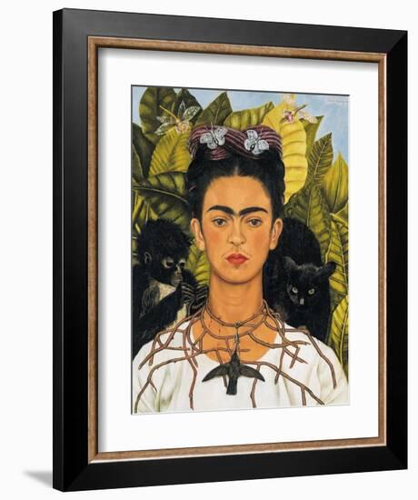 Self-Portrait with Thorn Necklace and Hummingbird, c.1940-Frida Kahlo-Framed Art Print