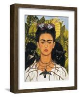 Self-Portrait with Thorn Necklace and Hummingbird, c.1940-Frida Kahlo-Framed Art Print