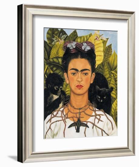 Self-Portrait with Thorn Necklace and Hummingbird, c.1940-Frida Kahlo-Framed Art Print