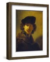 Self Portrait with Velvet Cap and a Cloak with Fur Collar, 1634-Rembrandt van Rijn-Framed Giclee Print