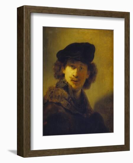 Self Portrait with Velvet Cap and a Cloak with Fur Collar, 1634-Rembrandt van Rijn-Framed Giclee Print