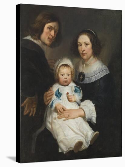 Self Portrait with Wife Catherine De Hemerlaer and Son Jan Erasmus Quellinus, 1635-36-Erasmus Quellinus-Stretched Canvas