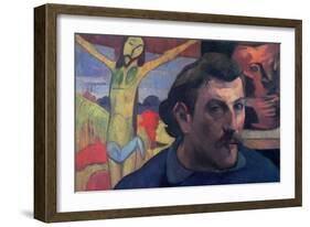 Self Portrait with Yellow Christ-Paul Gauguin-Framed Art Print