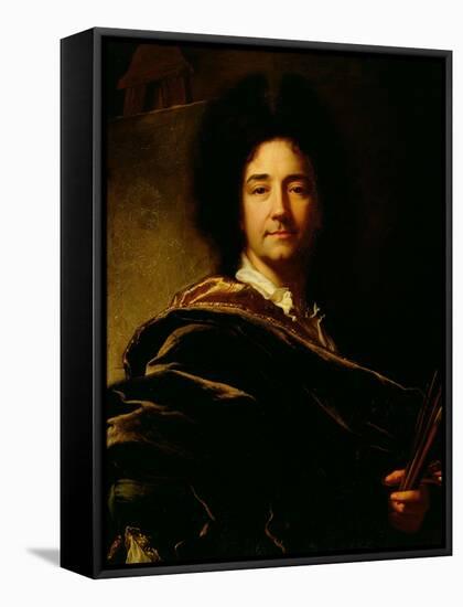 Self Portrait-Hyacinthe Rigaud-Framed Stretched Canvas