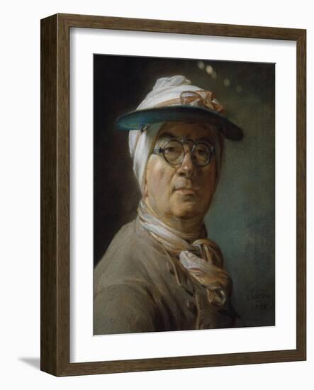 Self-Prortrait with Shield-Jean-Baptiste Simeon Chardin-Framed Giclee Print