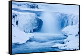 Selfoss in winter, Vatnajokull National Park, Iceland-David Noton-Framed Stretched Canvas