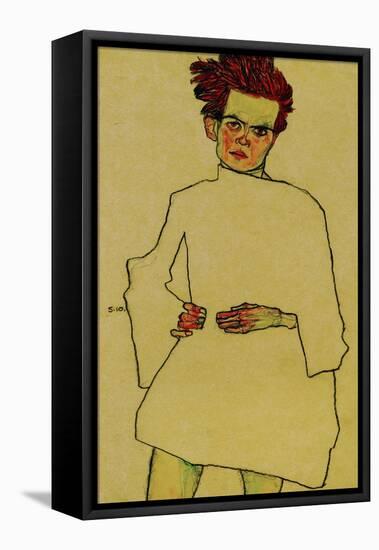 Selfportrait with Shirt, 1910-Egon Schiele-Framed Stretched Canvas