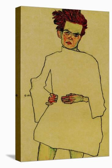 Selfportrait with Shirt, 1910-Egon Schiele-Stretched Canvas