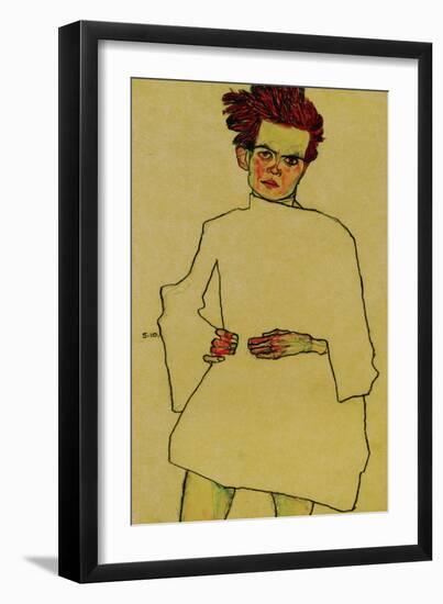 Selfportrait with Shirt, 1910-Egon Schiele-Framed Giclee Print