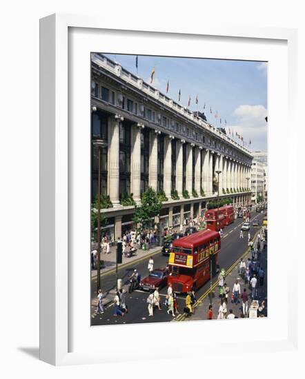 Selfridges and Old Routemaster Bus before They Were Withdrawn, Oxford Street, London, England-Rawlings Walter-Framed Photographic Print