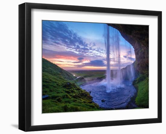 Seljalandfoss Waterfall at Sunset, Iceland. Horizontal Shot.-Max Topchii-Framed Photographic Print