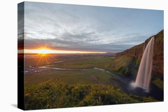 Seljalandsfoss Waterfall at Sunset, Southern Region, Iceland, Polar Regions-Christian Kober-Stretched Canvas