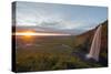 Seljalandsfoss Waterfall at Sunset, Southern Region, Iceland, Polar Regions-Christian Kober-Stretched Canvas