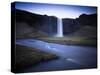 Seljalandsfoss Waterfall Captured at Dusk Using Long Exposure to Record Water Movement, Iceland-Lee Frost-Stretched Canvas