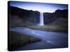 Seljalandsfoss Waterfall Captured at Dusk Using Long Exposure to Record Water Movement, Iceland-Lee Frost-Stretched Canvas