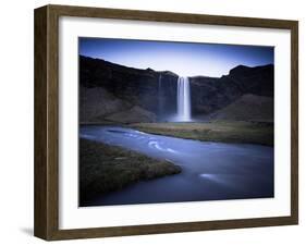 Seljalandsfoss Waterfall Captured at Dusk Using Long Exposure to Record Water Movement, Iceland-Lee Frost-Framed Photographic Print