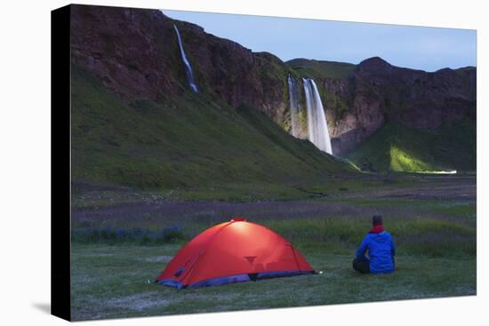 Seljalandsfoss Waterfall Lit Up at Night, Southern Region, Iceland, Polar Regions-Christian Kober-Stretched Canvas