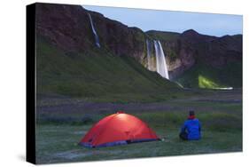 Seljalandsfoss Waterfall Lit Up at Night, Southern Region, Iceland, Polar Regions-Christian Kober-Stretched Canvas