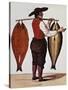 Seller of Smoked Salmon, Print, France, 19th Century-null-Stretched Canvas