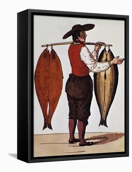 Seller of Smoked Salmon, Print, France, 19th Century-null-Framed Stretched Canvas