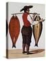 Seller of Smoked Salmon, Print, France, 19th Century-null-Stretched Canvas