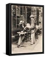 Seller of Statues on a Cafe Terrace, Paris, 1910-null-Framed Stretched Canvas