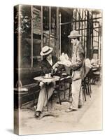 Seller of Statues on a Cafe Terrace, Paris, 1910-null-Stretched Canvas