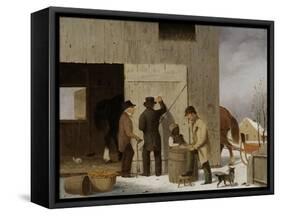 Selling Corn, Settling the Bill, 1852-George Henry Durrie-Framed Stretched Canvas