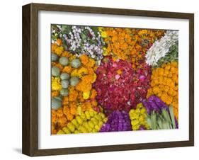 Selling Flowers for Diwali, Festival of Lights, Varanasi, India-Keren Su-Framed Premium Photographic Print