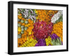 Selling Flowers for Diwali, Festival of Lights, Varanasi, India-Keren Su-Framed Premium Photographic Print