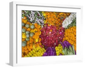 Selling Flowers for Diwali, Festival of Lights, Varanasi, India-Keren Su-Framed Premium Photographic Print