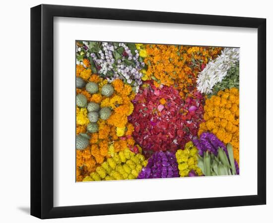 Selling Flowers for Diwali, Festival of Lights, Varanasi, India-Keren Su-Framed Photographic Print