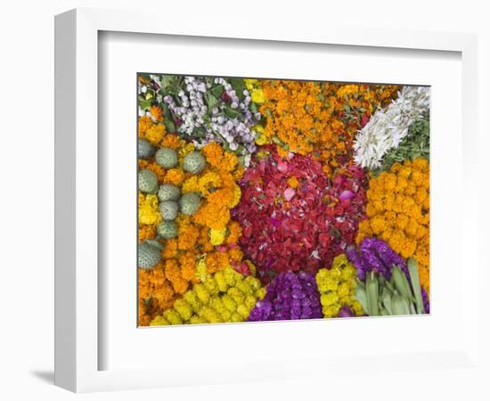 Selling Flowers for Diwali, Festival of Lights, Varanasi, India-Keren Su-Framed Photographic Print