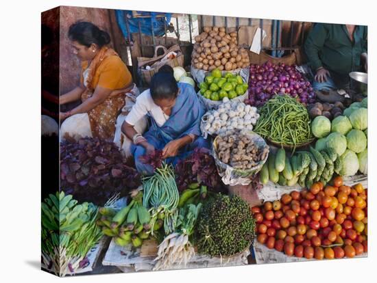 Selling Fruit in Local Market, Goa, India-Keren Su-Stretched Canvas