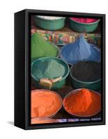 Selling Holy Color Powder at the Market, Puri, Orissa, India-Keren Su-Framed Stretched Canvas